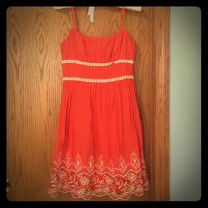 Coral embroidered sun dress.